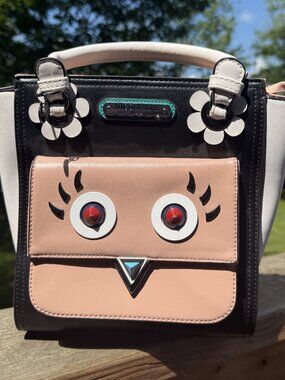 Nicole Lee Doll Face Black & Tan Crossbody/Bag/Purse